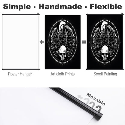 Canvas Hanging Poster with Scrolls-16"x24"/ 40x60cm-EAGLE & SKULL