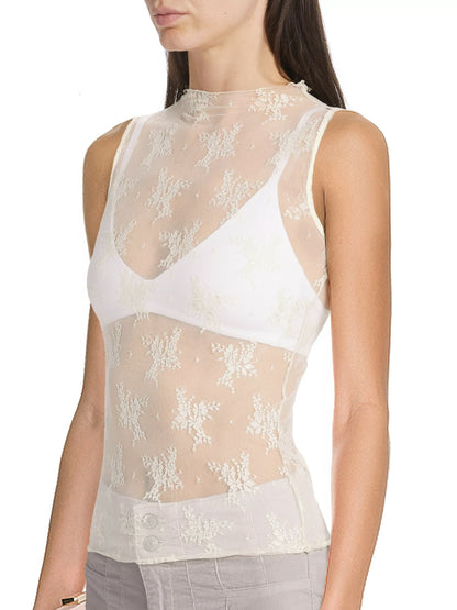 Lace Sheer Sports Bra Top (Black/Cream/Brown/White)-*XS-XL