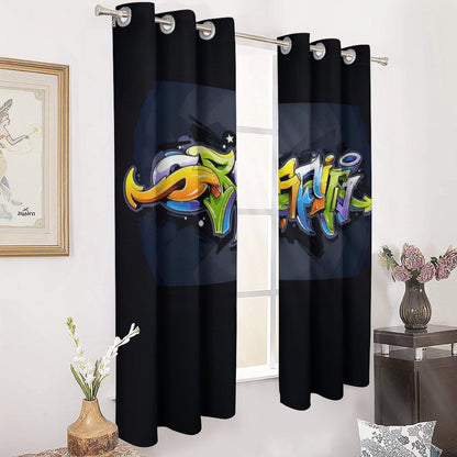 COLORFUL GRAFFITI Grommet Curtains-52"x72"/ 132x183cm