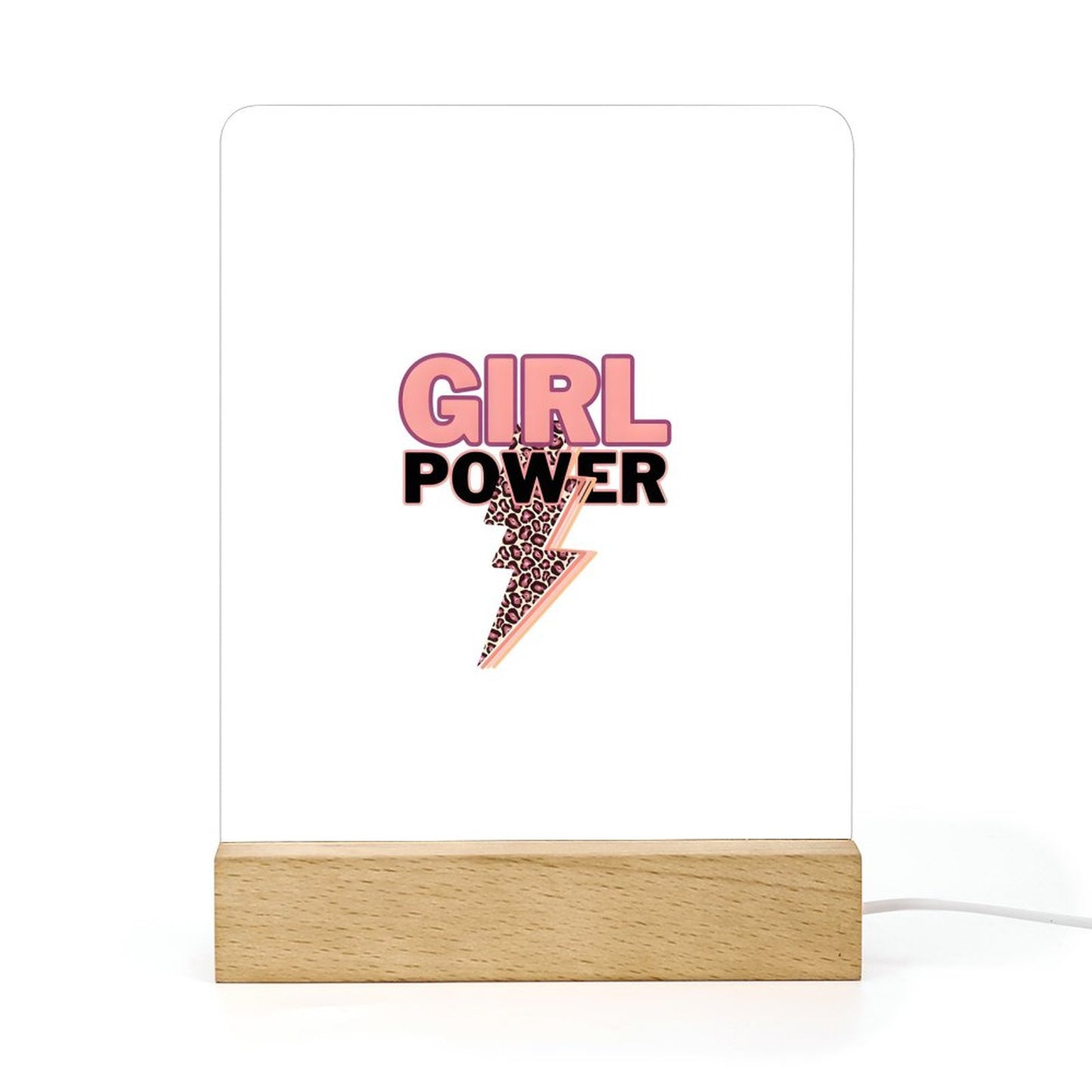 Acrylic Night Light with Wooden Base