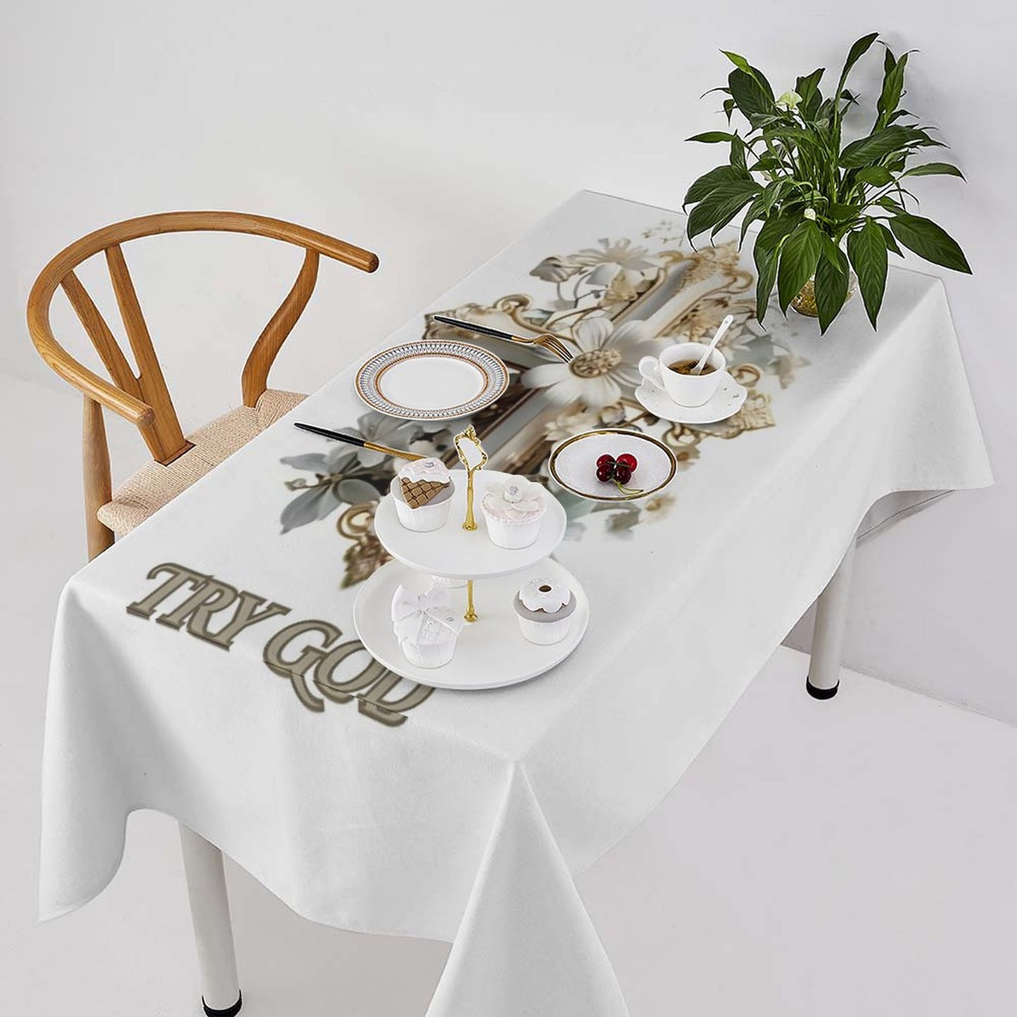 Rectangle Tablecloth-TRY GOD