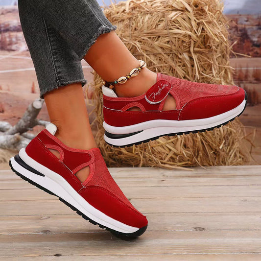 Mesh Round Toe Sneakers (red/navy/black/pink)