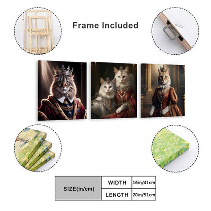 Vertical Multicolor Framed Wall Art-4:5 Aspect Ratio- KING & QUEEN CATS