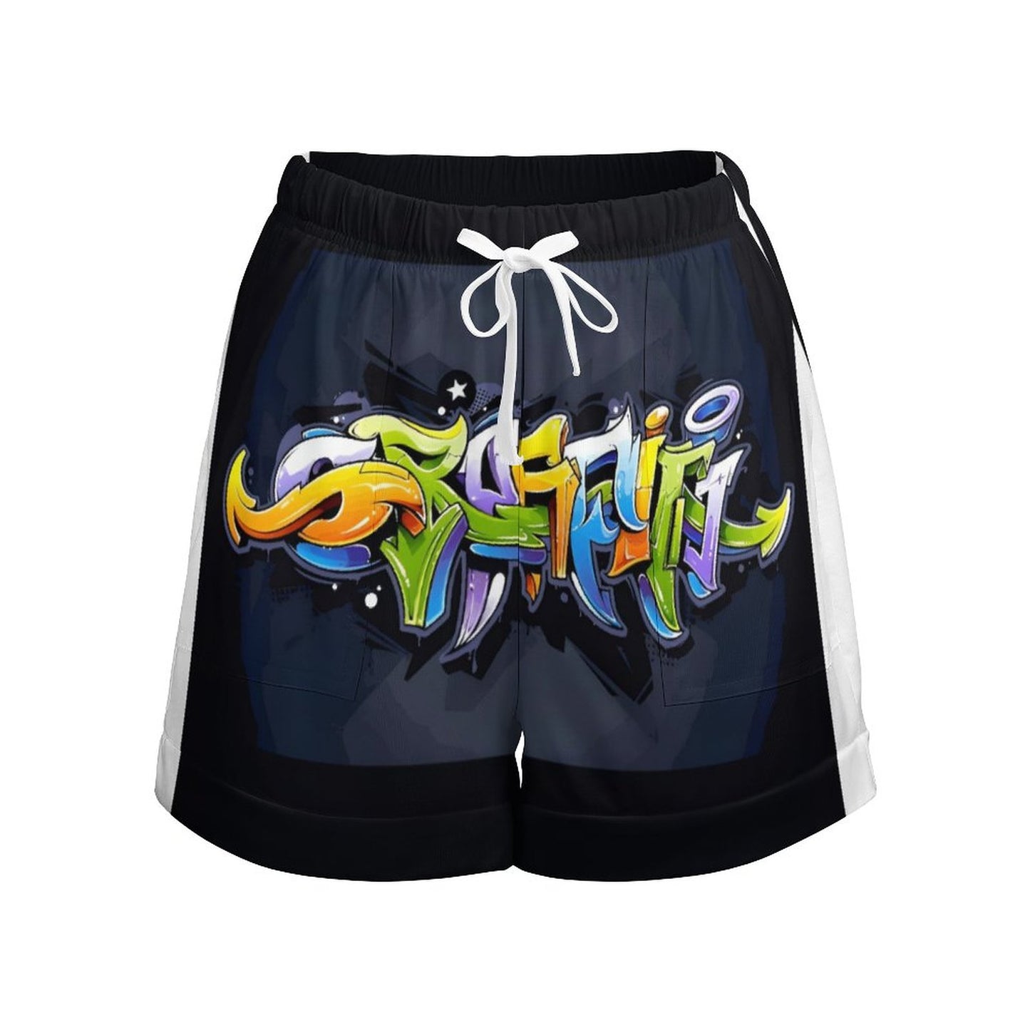 COLORFUL GRAFFITI Loose High Waisted Shorts-SMALL-3XL
