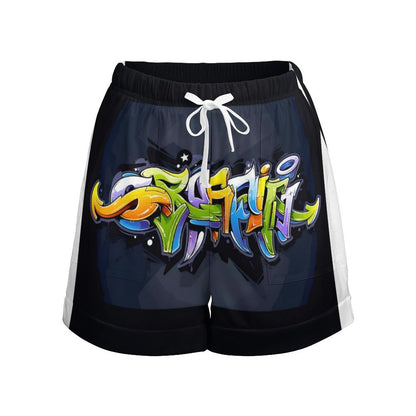 COLORFUL GRAFFITI Loose High Waisted Shorts-SMALL-3XL