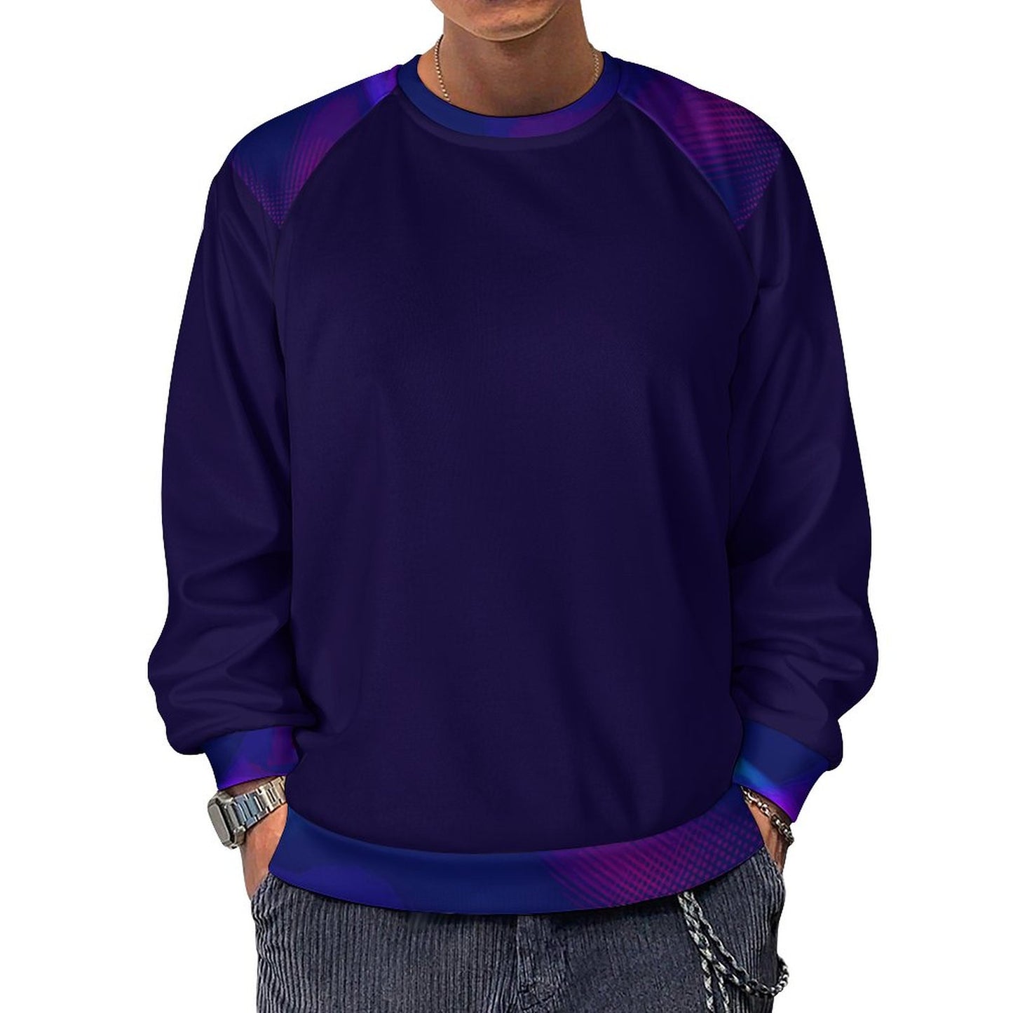 MULTICOLOR Men's Crewneck Raglan Sweatshirt-SMALL-5XL