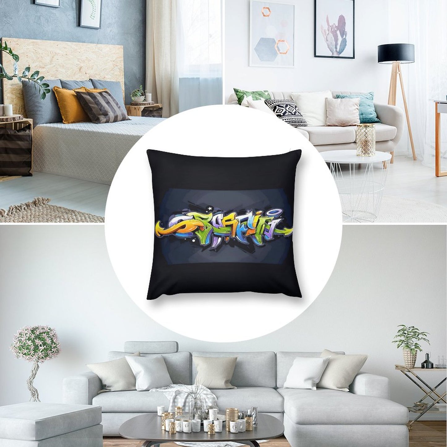 COLORFUL GRAFFITI Plush Pillowcase Set of 4