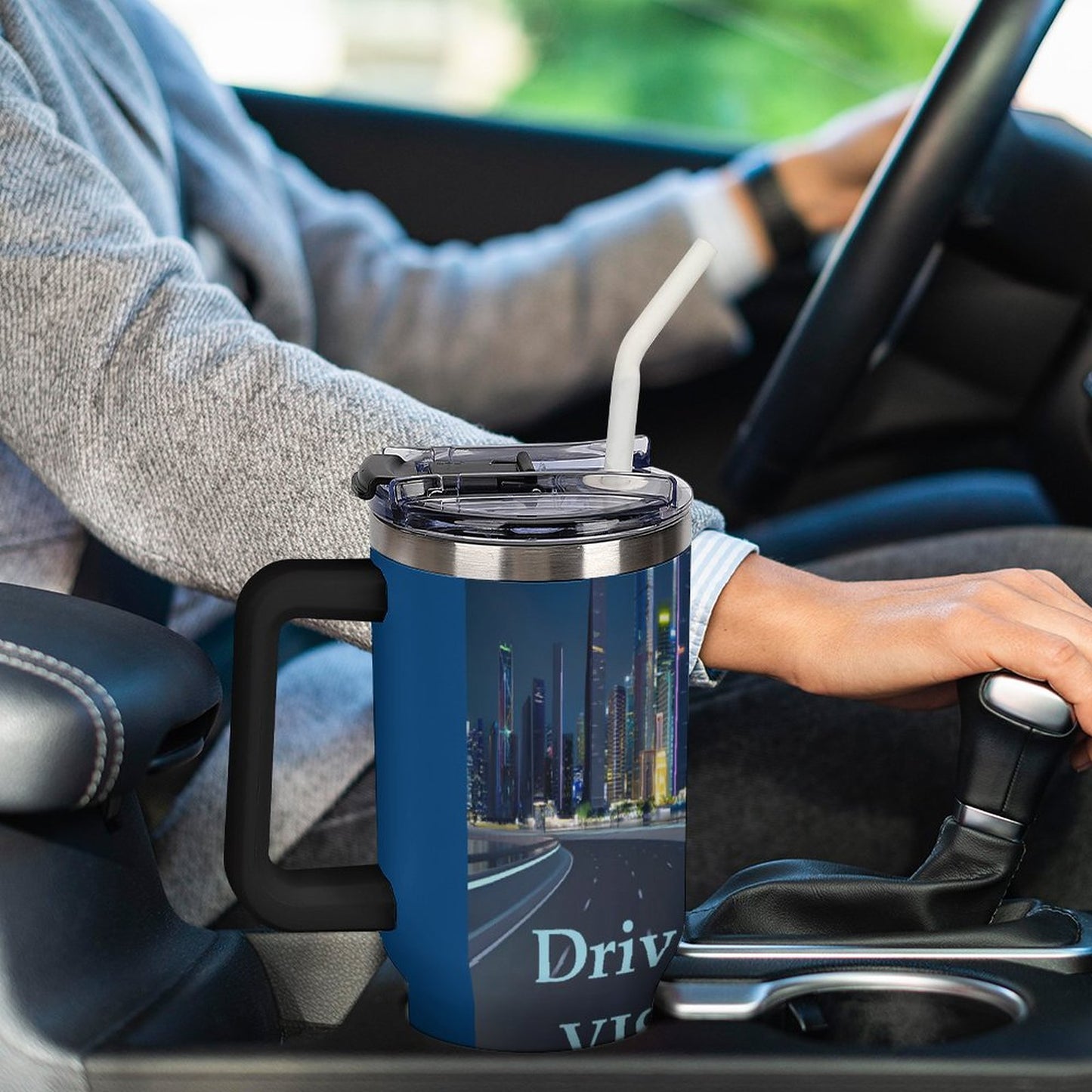 40oz Insulated Tumbler with Handle and Straw