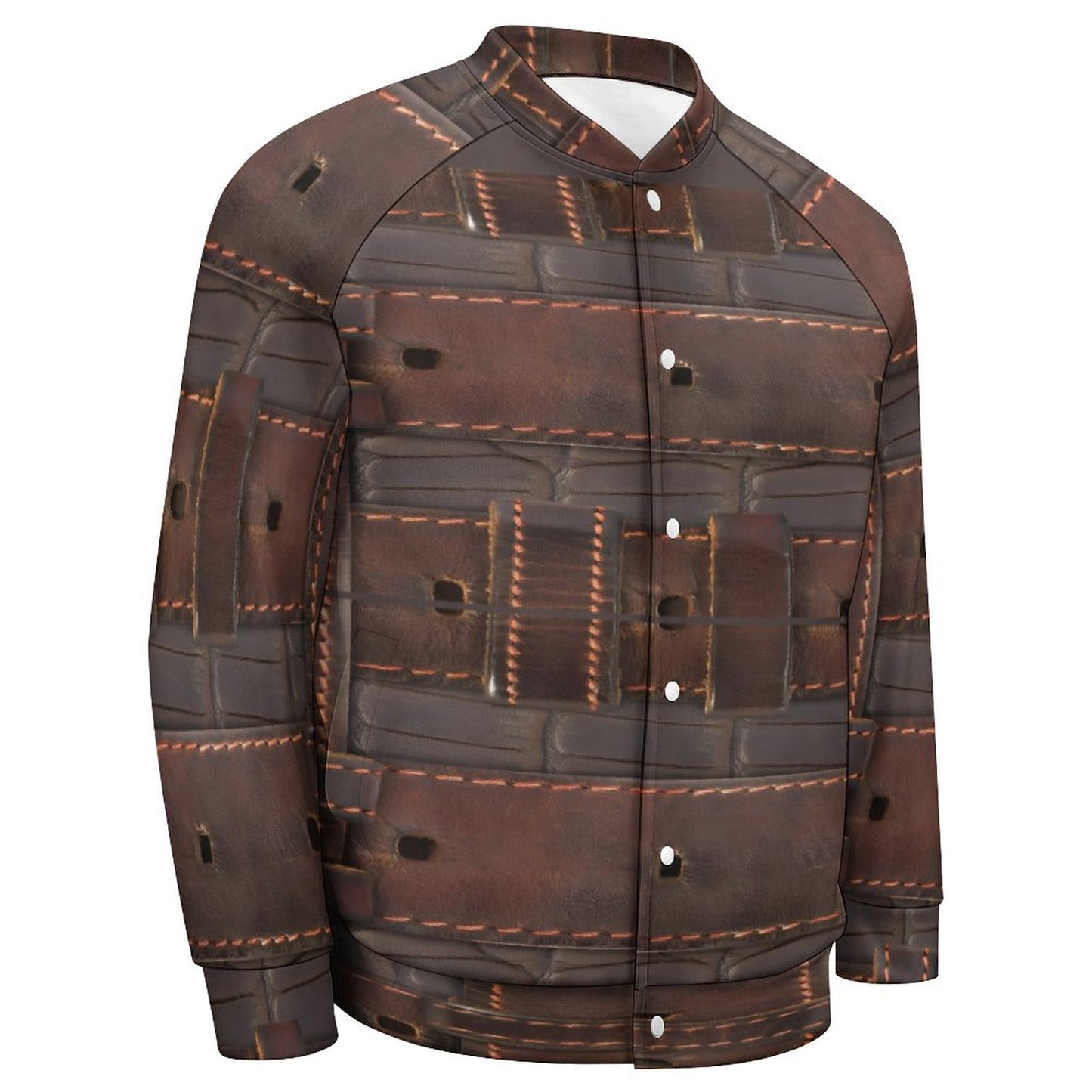 RUGGED LEATHER BUCKLE Print Men's Baseball Jacket-*2XS-6XL