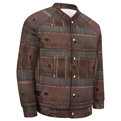 RUGGED LEATHER BUCKLE Print Men's Baseball Jacket-*2XS-6XL