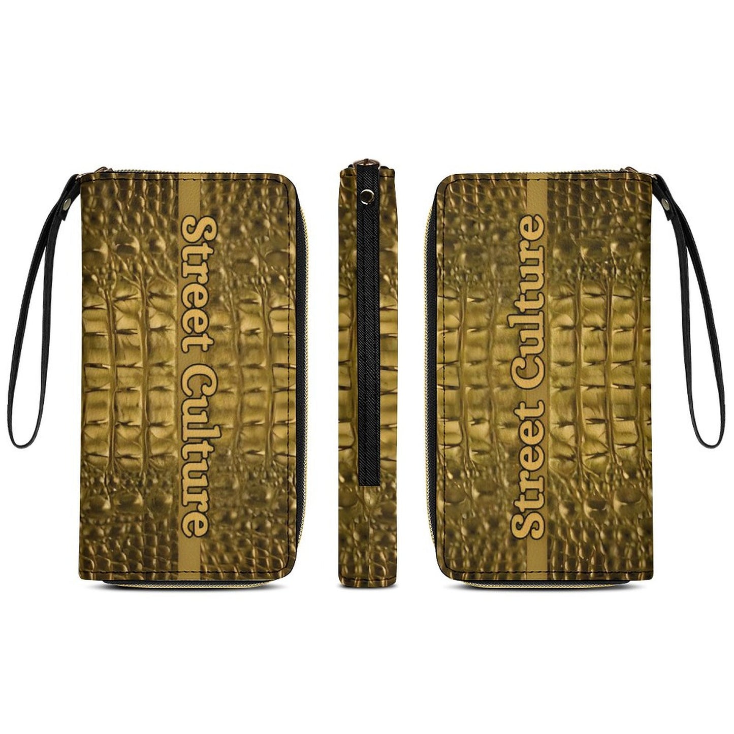 STREET CULTURE Alligator Leather Wallet with Wristlet Strap