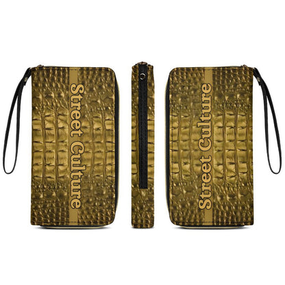 STREET CULTURE Alligator Leather Wallet with Wristlet Strap