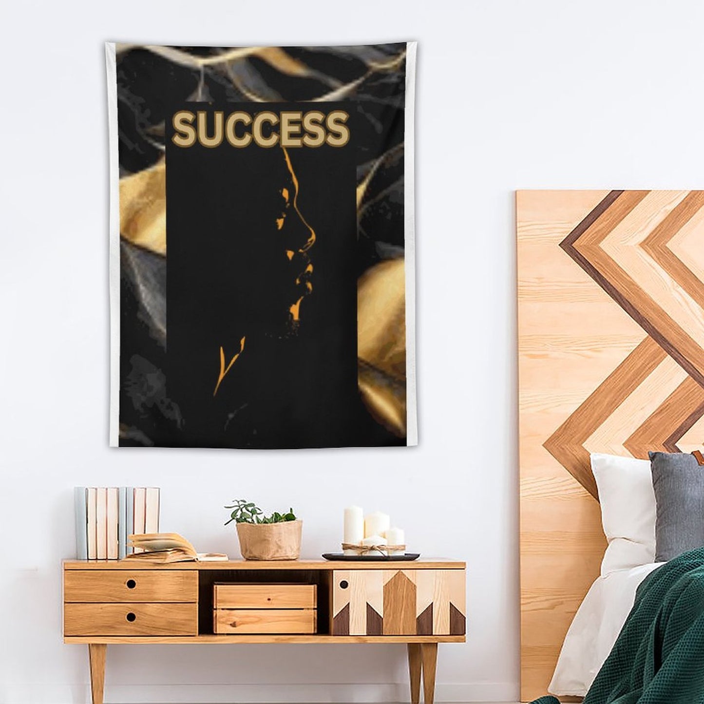 Wall Art with Vertical Tapestry