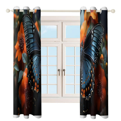 Grommet Curtain-52"x72"/ 132x183cm-BLUE BUTTERFLY
