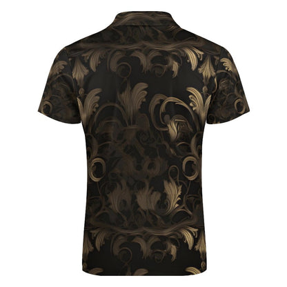BLACK & GOLD ACCENT Men's Short Sleeve POLO Shirt with Zipper-2XS-6XL