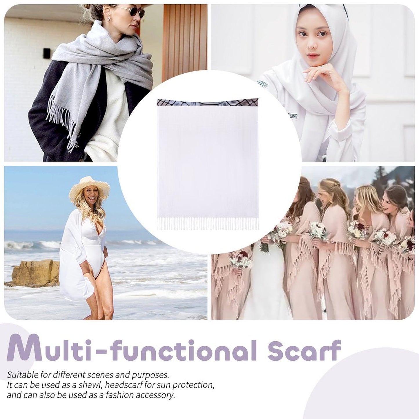 Cashmere-like Tassel Scarf (All-Over Printing)