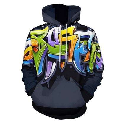 COLORFUL GRAFFITI  Hoodie with Double-layer Cap-SMALL-6XL