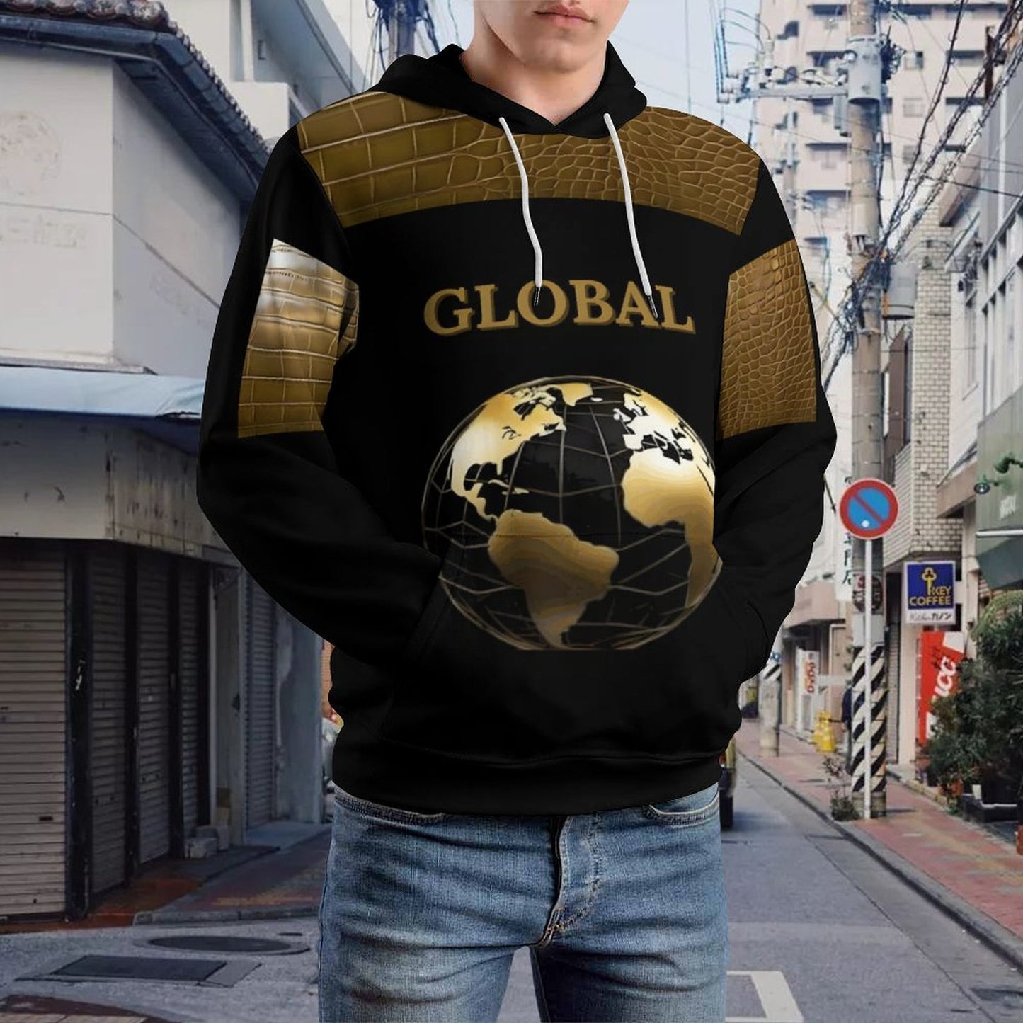 230gsm Men's Personalized Hoodie with Double-layer Cap (All-Over Printing)