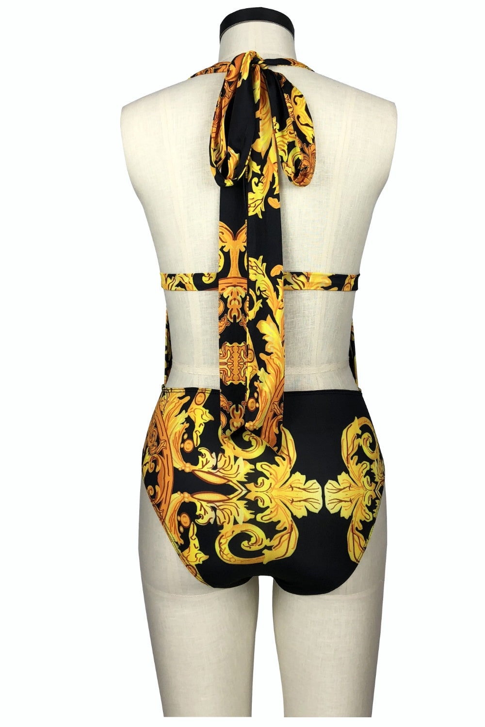 Printed Plunge One-Piece and Cover Up Swim Set-MEDIUM-2XL
