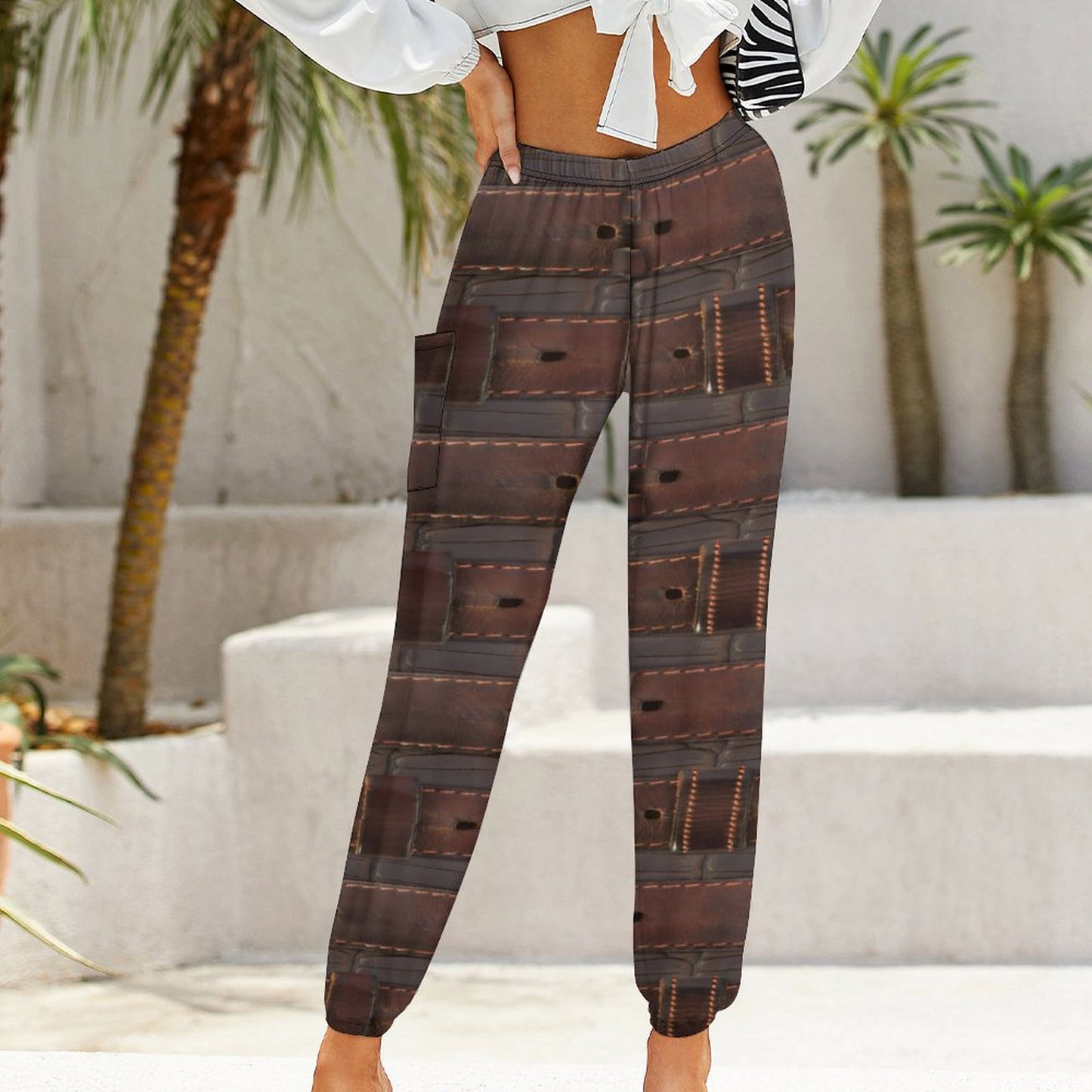 RUGGED LEATHER BUCKLE Print Casual Yoga Pants-SMALL-2XL
