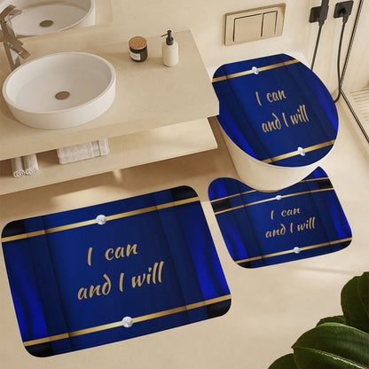 Shower Curtain Set with 3 Rugs