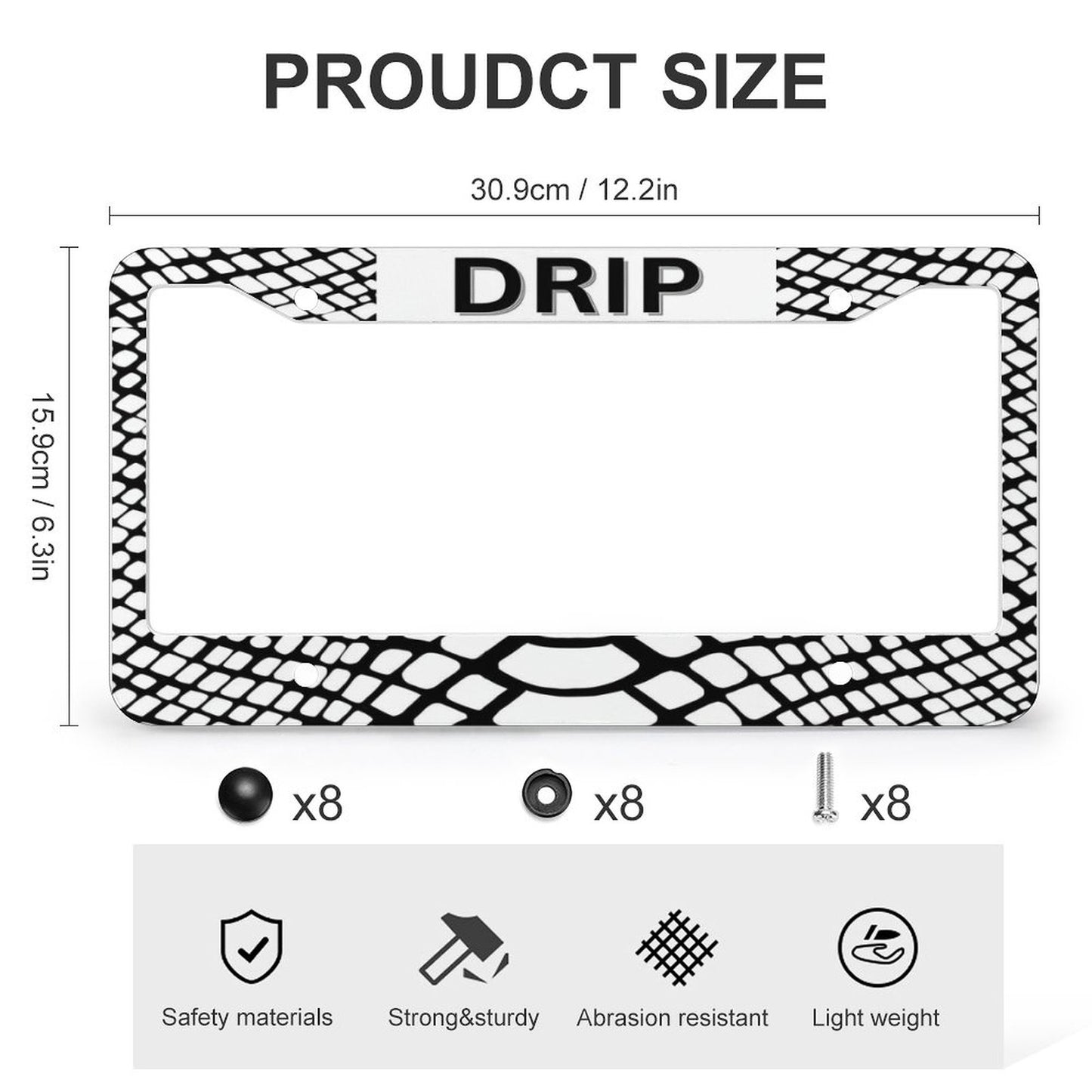 License Plate Frames with 4 Round Holes (1 Pair)