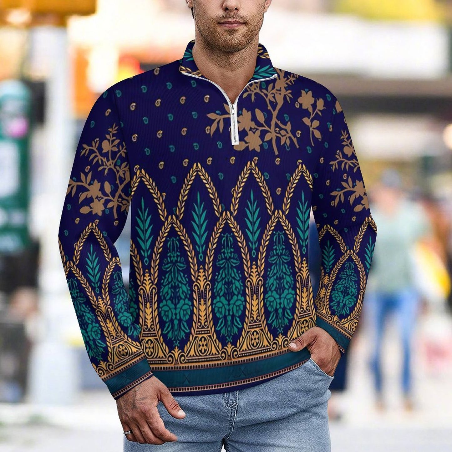 300gsm Men's Polo Sweatshirt LM111 (All-Over Printing)