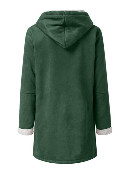 Full Size Pocketed Long Sleeve Hooded Toggle Jacket (many colors) -*SMALL-5XL