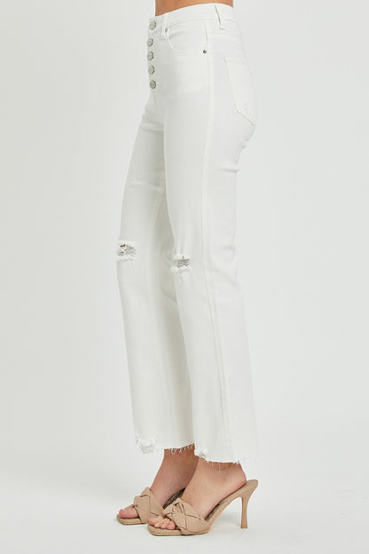 RISEN Full Size High Rise Button Fly Straight Ankle Jeans-0-3XL