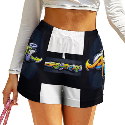 COLORFUL GRAFFITI Loose High Waisted Shorts-SMALL-3XL