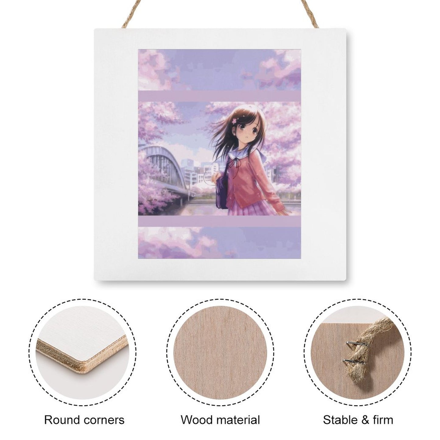 Square Wood Wall Decor Hanging Sign-12"x12"/30x30cm