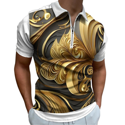 Men's Short Sleeve POLO Shirt with Zipper(All-Over Printing)