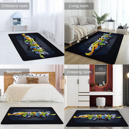 COLORFUL GRAFFITI Coral Velvet LARGE Floor Mat for Home (LR/BR)-60"x40" (anti-skid)