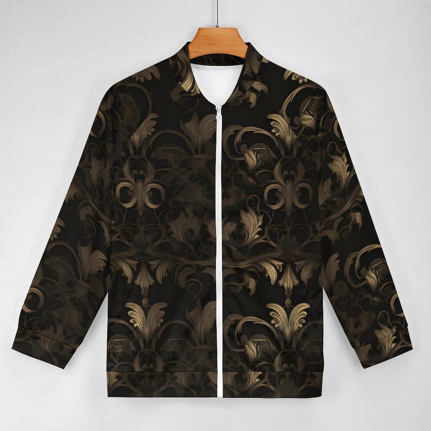 BLACK & GOLD ACCENT Raglan Zipper Jacket-SMALL-5XL