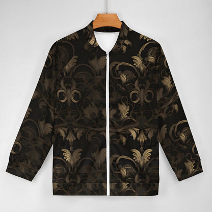 BLACK & GOLD ACCENT Raglan Zipper Jacket-SMALL-5XL