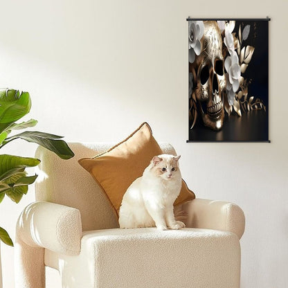Canvas Hanging Poster with Scrolls-16"x24"/ 40x60cm-FLOWER SKULL