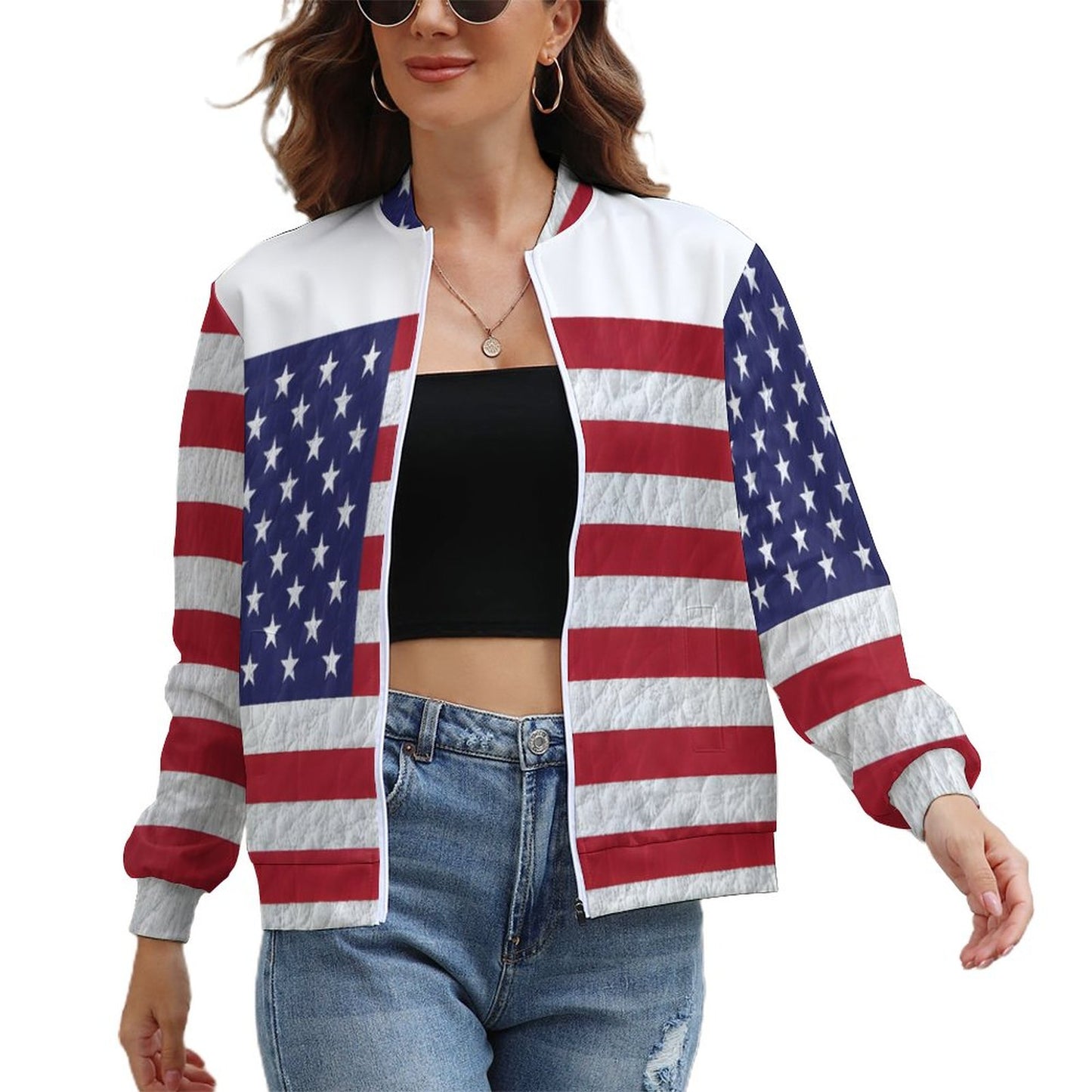 AMERICA Women's Zipper Jacket-XS-XL