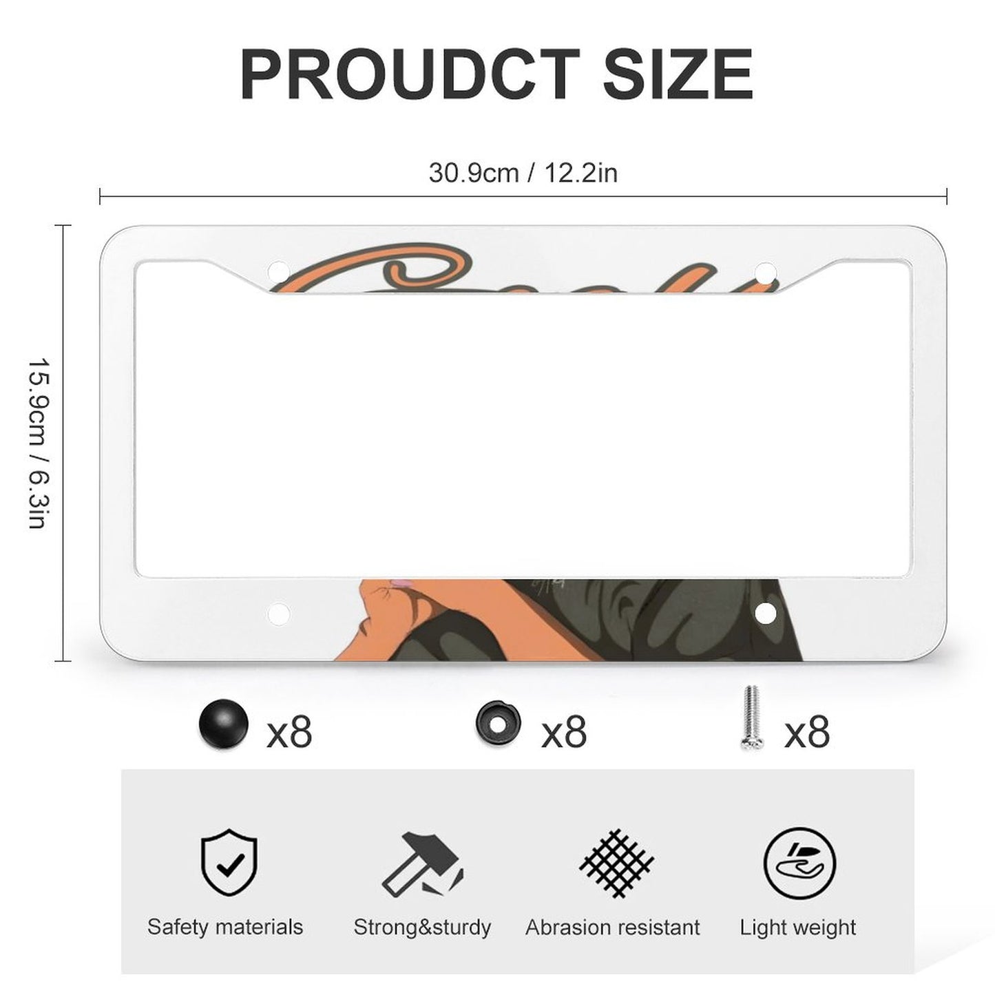 License Plate Frames with 4 Round Holes (1 Pair)