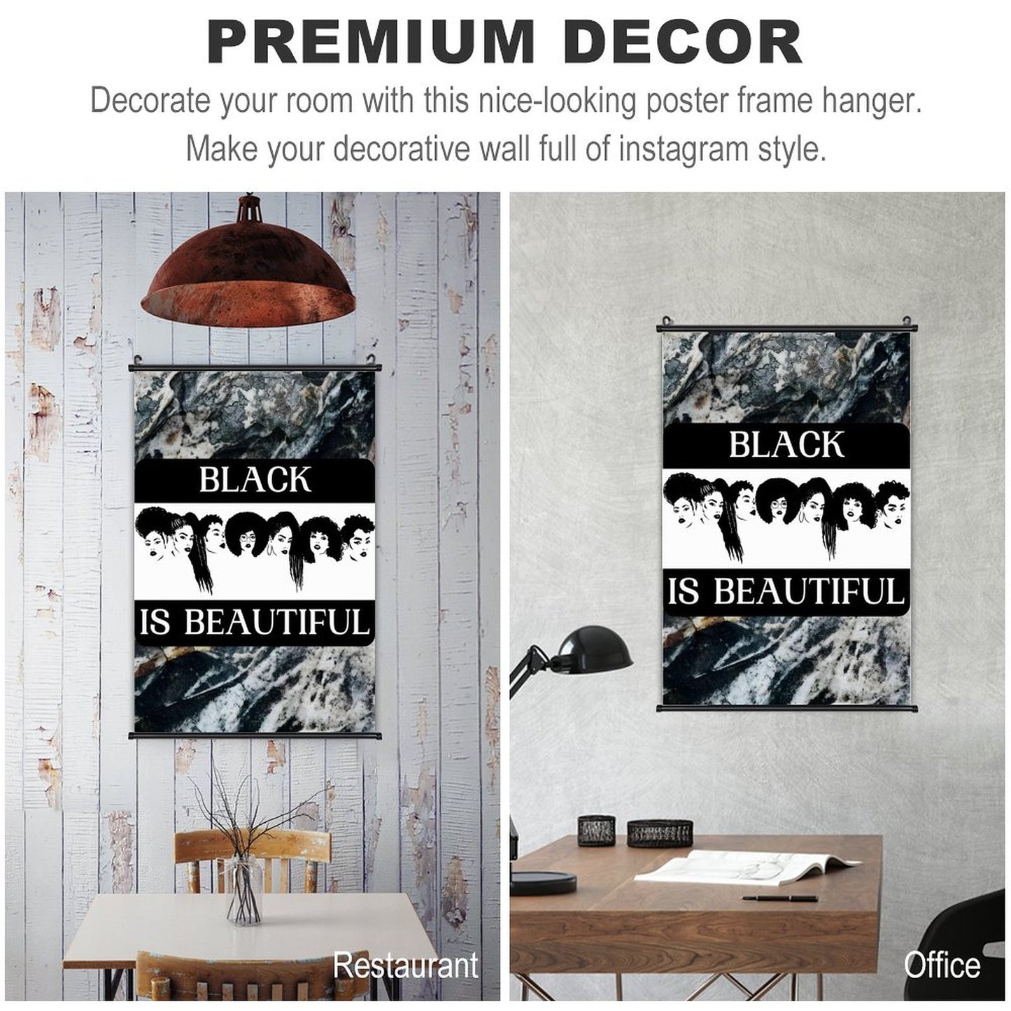 Canvas Hanging Poster with Scrolls-16"x24"/ 40x60cm-BLACK IS BEAUTIFUL