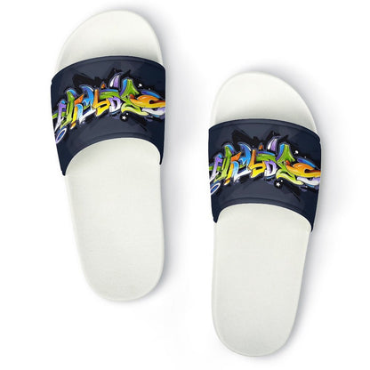 COLORFUL GRAFFITI Unisex PVC Slippers or Slides (white or black soles)
