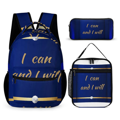 3 Pcs School Backpack Set for Kids (Backpack, Kid's Insulated Lunch Bag & Pencil Case Organizer)