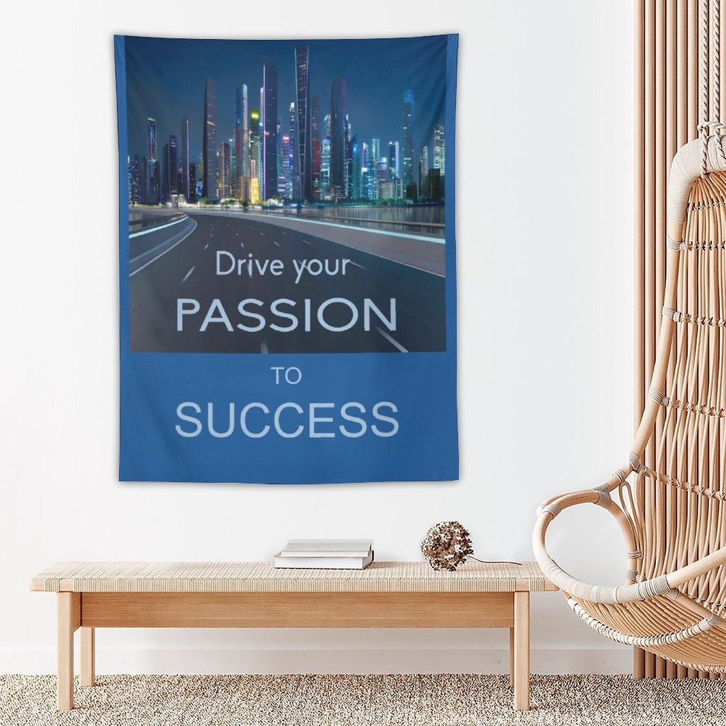 Wall Art with Vertical Tapestry