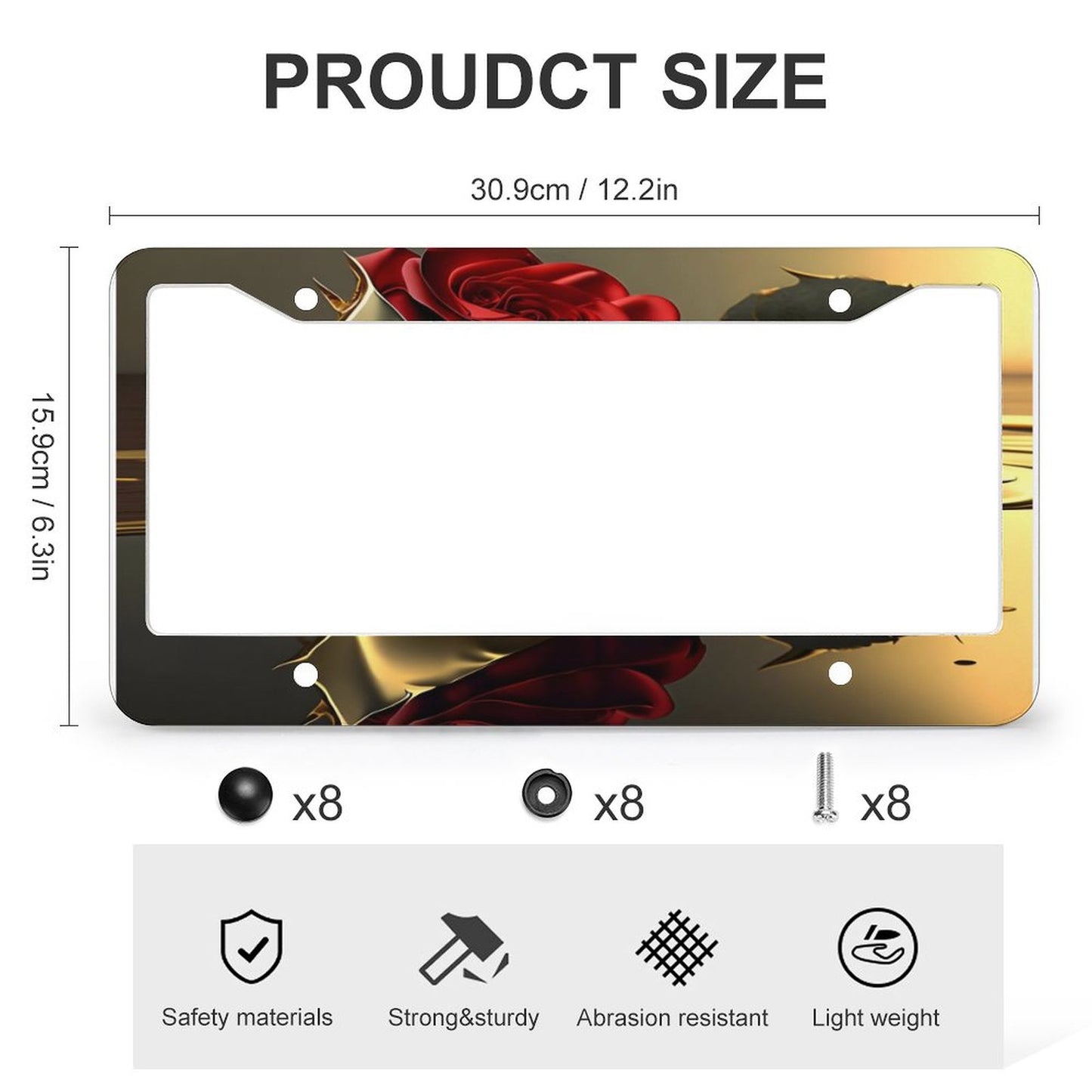 License Plate Frames with 4 Round Holes (1 Pair)