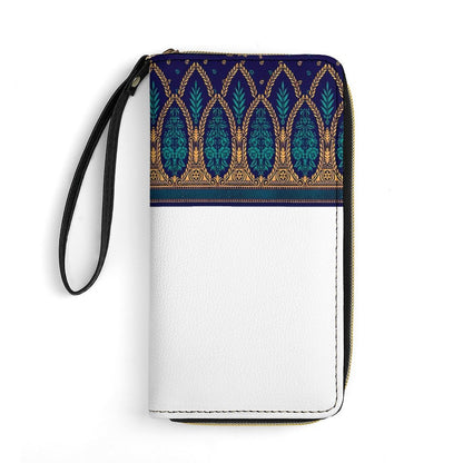 Leather Wallet with Wristlet Strap (2 Pictures on 2 Sides)