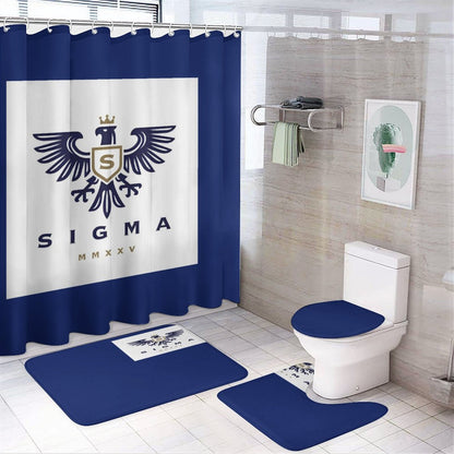 Shower Curtain Set with 3 Rugs