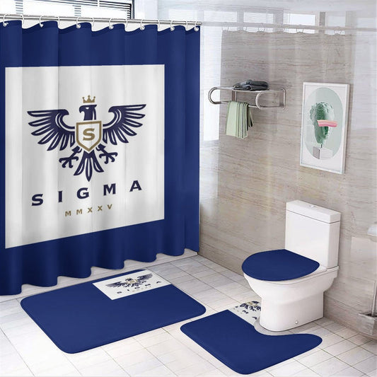 Shower Curtain Set with 3 Rugs