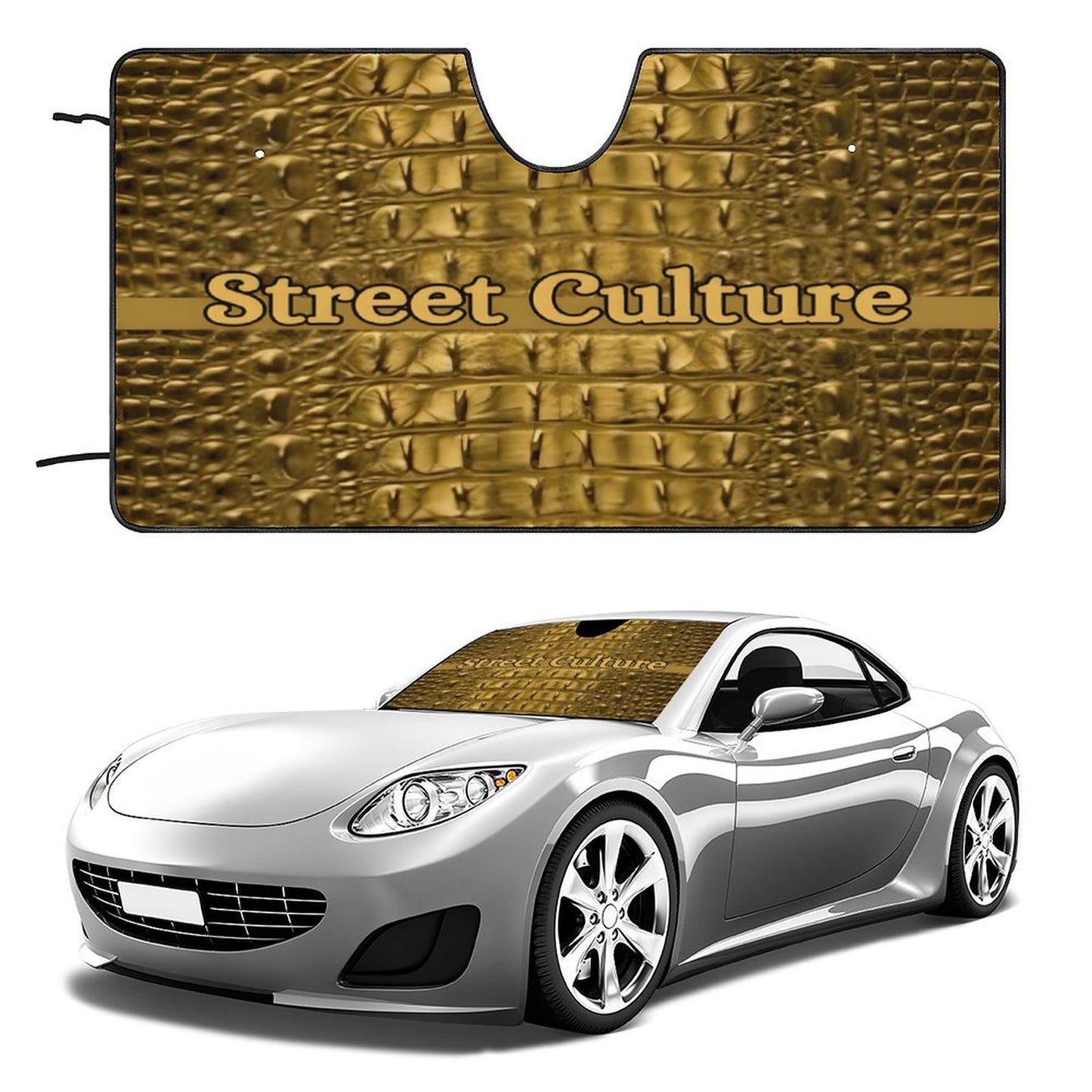 STREET CULTURE Alligator Car Sun Shade Cover-2 SIZES (oxford cloth/foam/aluminum foil)