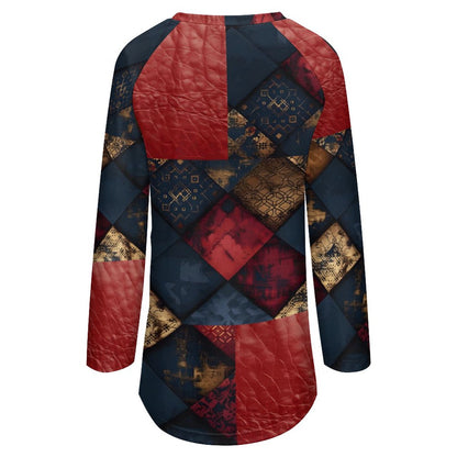 TRIANGLES & LEATHER Women's Long Sleeve Round Neck T-Shirt-SMALL-5XL