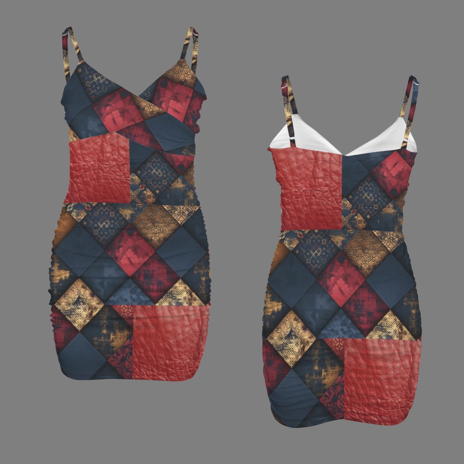 squares with red leather