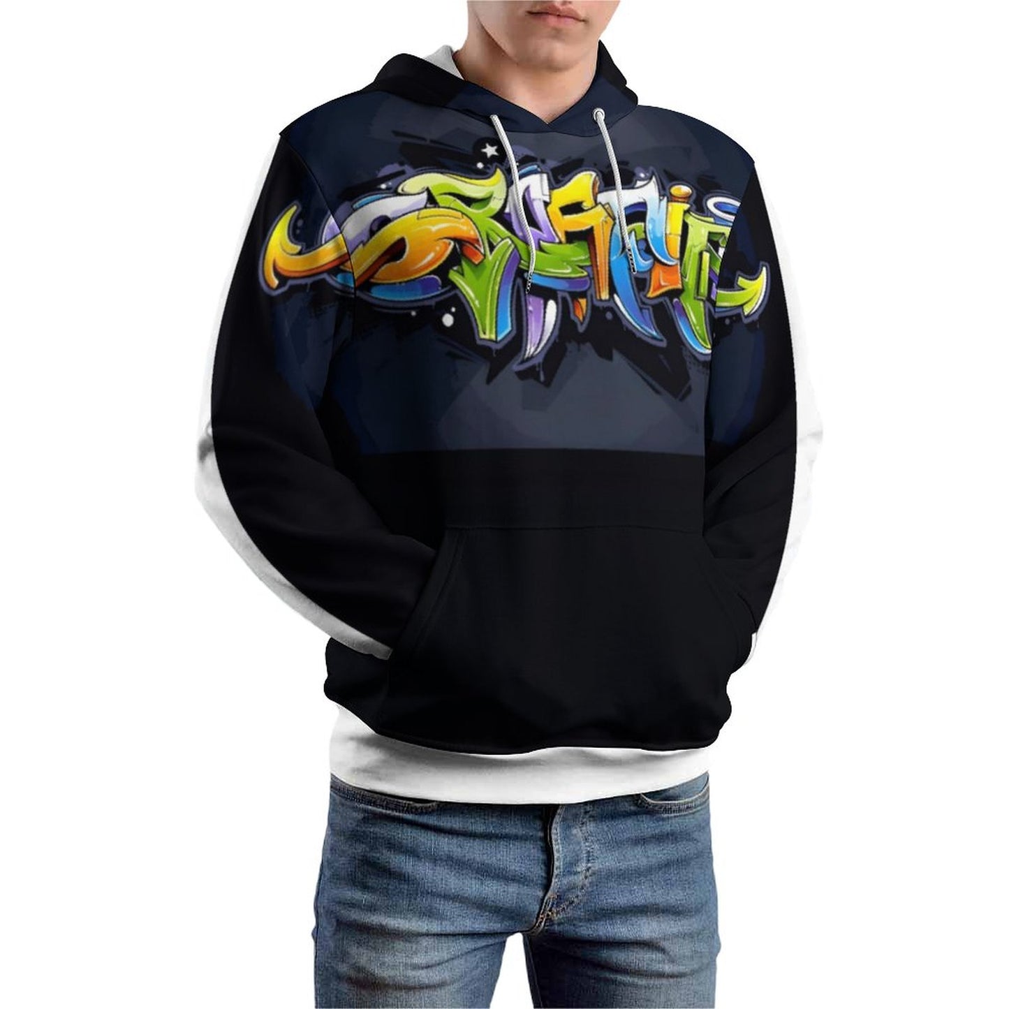 COLORFUL GRAFFITI 2-Tone Sleeves Hoodie-SMALL-3XL